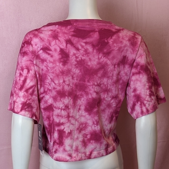 Champion Oversized Pink Tie Dye Short Sleeve Cropped Tee size XS - Picture 2 of 6
